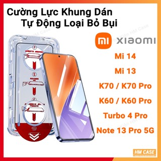 Kính Cường Lực Khung Tự Dán Xiaomi Redmi Note 13 Pro 5G K60 K70E K70 K80 Turbo 4 Pro 3 Mi 13 Mi 14,Dán Dễ, Full Màn