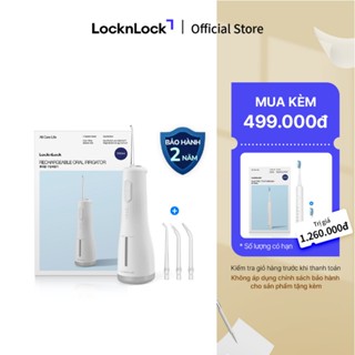 Máy tăm nước LocknLock Rechargeable oral irrigator 250ml - Màu trắng 4 đầu tăm đi kèm, 4 chế độ ENR154WHT