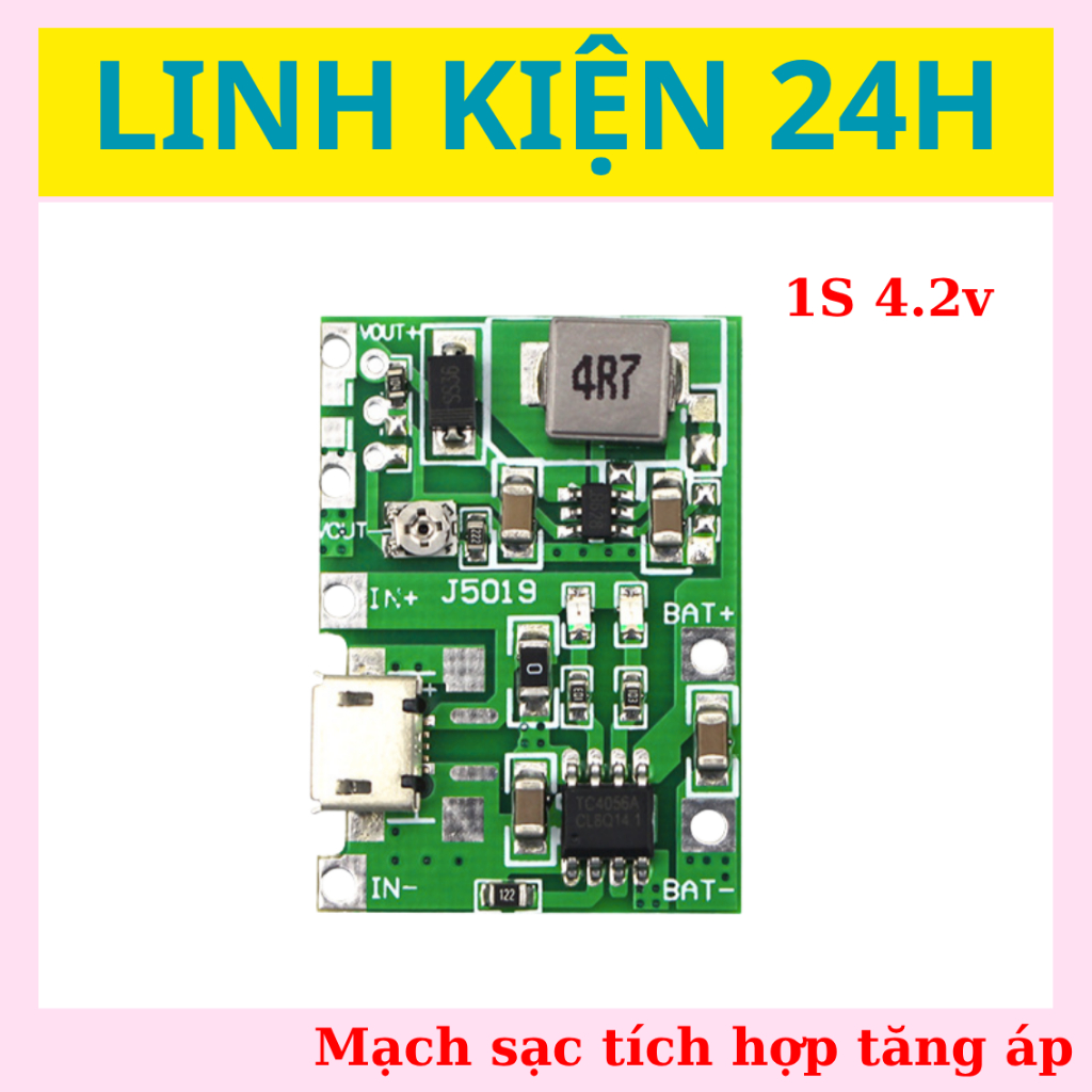 Mạch sạc pin 18650 1s tích hợp tăng áp 27v - Mạch sạc 1s 4.2V - Mạch tăng áp
