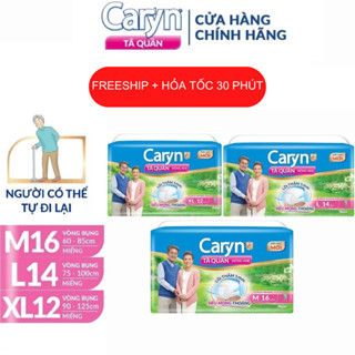Bỉm người già CARYN dạng quần đủ size M16/L14/XL12, Bỉm người lớn mỏng nhẹ chống tràn mềm mại di chuyển tiện lợi