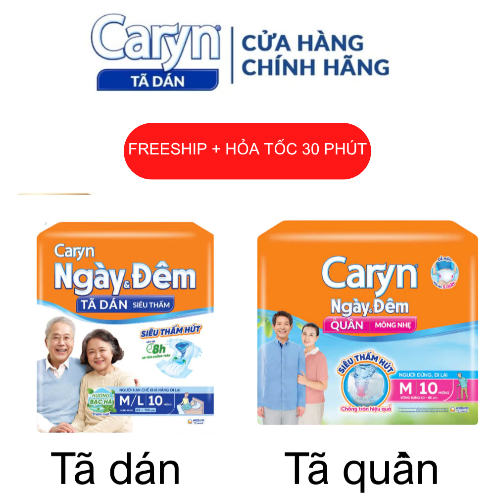 Bỉm người lớn Caryn ngày và đêm chính hãng tiết kiệm thấm hút tốt