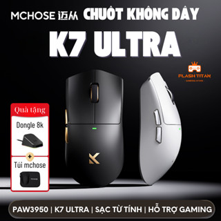 Chuột Máy Tính Không Dây Mchose K7 ultra - Chip PAW3950 Mạnh Mẽ - 3 mode Kết Nối - Dongle hỗ trợ 8k