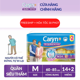 Bỉm người lớn CARYN siêu thấm dạng quần đủ size M14/L12/XL10 miếng, bỉm người già chống tràn mềm mại di chuyển tiện lợi