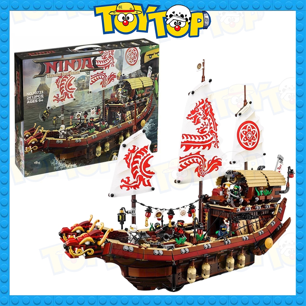 Đồ chơi lắp ráp tàu chiến ghép ninja thuyền rồng Destiny 's Bounty xếp hình ZM 82203 No 10723 Leji 1
