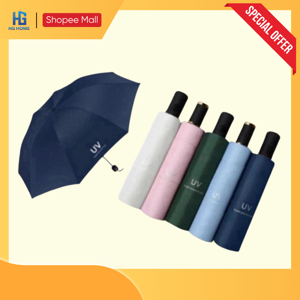 Ô Dù Che Mưa Đi Nắng HGHOME Gấp Gọn Thủ Công Chống Tia UV, Nhỏ Gọn Cầm Tay Tiện Lợi