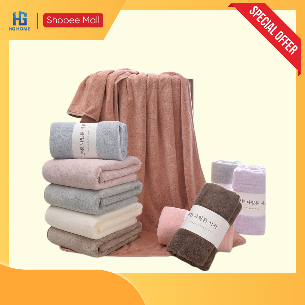 Khăn Tắm Hàn Quốc Thấm Hút Cực Nhanh HGMART, Lông Siêu Mềm Mịn Kích Thước 70x140cm