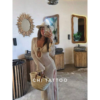 váy len móc mặc ngoài bikini VLD90