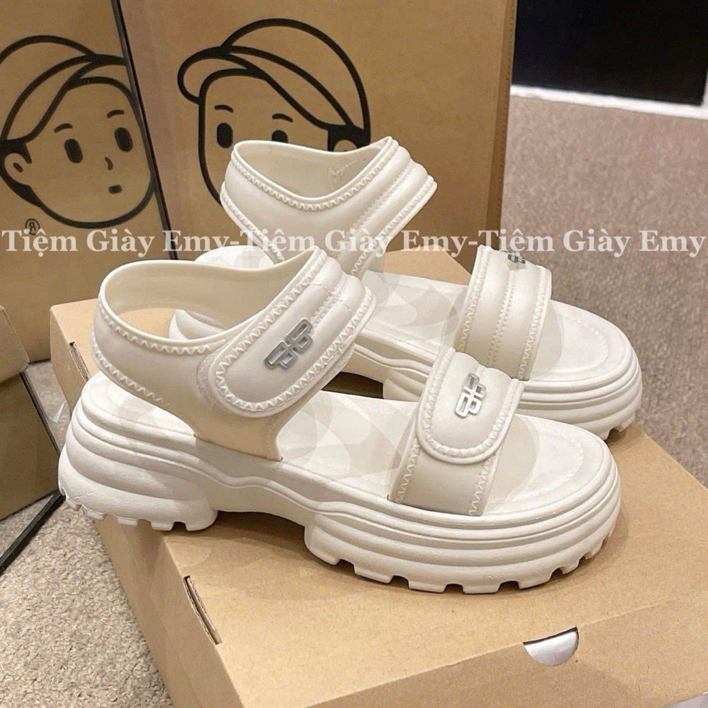 Dép sandal quai hậu học sinh đế cao 4,5cm hàng quảng châu chất đúc su non đi mưa chống nước