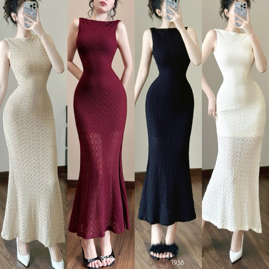 𝐍𝐄𝐖 𝐀𝐑𝐑𝐈𝐕𝐀𝐋 ✨ CAM KẾT CHUẨN HÌNH (𝐎𝐑𝐀𝐍𝐆𝐄 𝐒𝐓𝐔𝐃𝐈𝐎𝐒 ) - Đầm Ôm Body Dệ Kim Dáng Dài