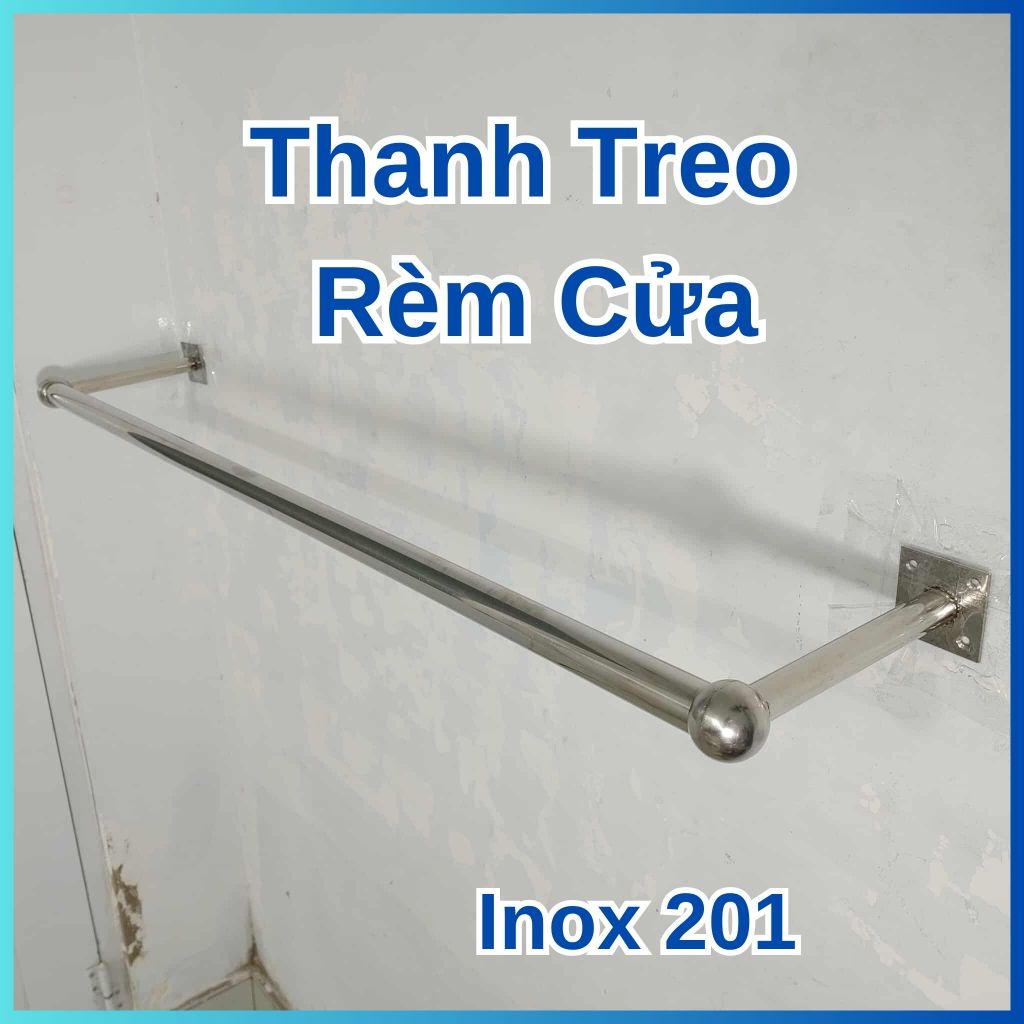 Thanh treo rèm cửa Inox gắn tường cây ống phi Ø25 nhiều kích thước - Hàng Việt Nam