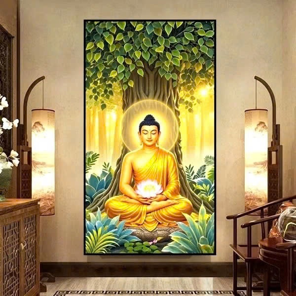 TRANH ĐỨC PHẬT A Di Đà - Phật Thích Ca - Địa Tạng Vương Bồ Tát Tráng Gương Treo Trường In UV 5D