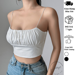 Áo Croptop 2 dây sợi bún nhún tôn V1 JUNE.SG co giãn giữ form mềm mịn mát D142