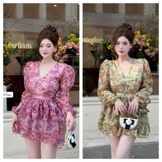  VÁY HOA NHÍ CÚP NGỰC CỔ VUÔNG TAY PHỒNG DÁNG NGẮN NHIỀU TẦNG ALOHASHOP91 