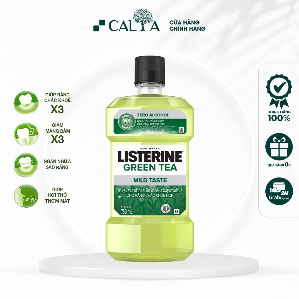 Nước Súc Miệng Listerine Trà Xanh Ngừa Sâu Răng - Listerine Natural Green Tea 750ml