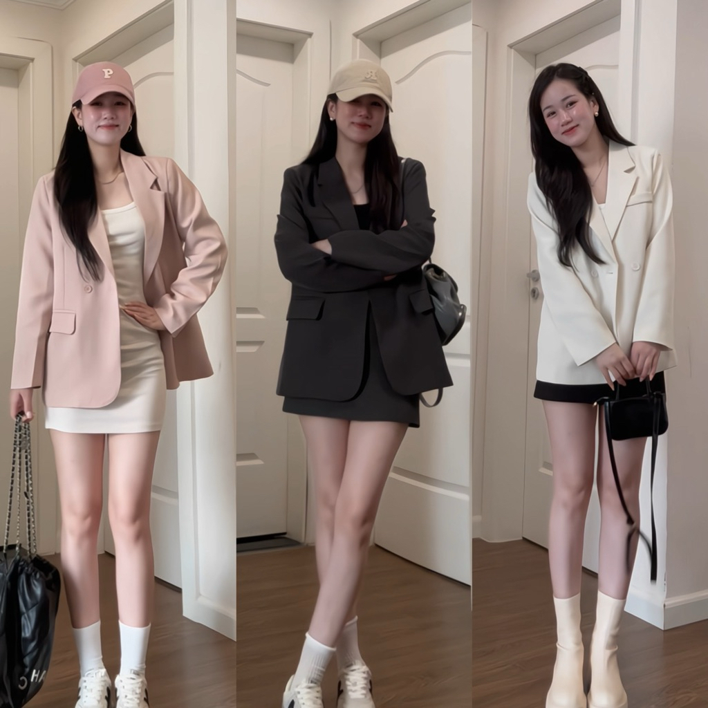 BL05-Áo khoác blazer Boiling dài tay hai lớp có đệm vai