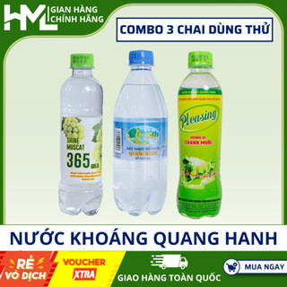 Combo nước khoáng Quang Hanh – Vị truyền thống / Chanh muối / Nho Shine Muscat – Có gas, Vitamin C, giải nhiệt