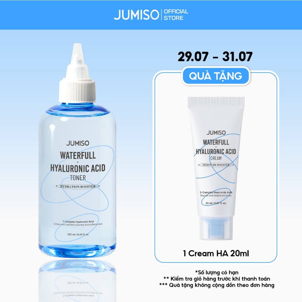 Nước hoa hồng cấp ẩm JUMISO Waterfull Hyaluronic Acid Toner 250ml
