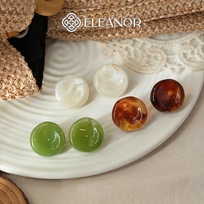Bông tai nữ chuôi bạc 925 Eleanor Accessories hình tròn phụ kiện trang sức khuyên tai 10167
