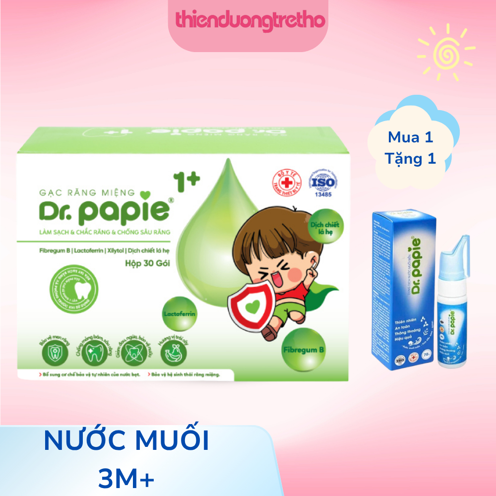 Gạc Rơ Lưỡi Dr.Papie 1+, Làm Sạch Răng, Lưỡi, Nướu, Phòng  Sâu Răng