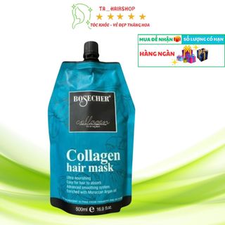  Kem ủ xả hấp tóc COLAGEN BOSECHER 500ml  chai  hỗ trợ phục tóc mềm mượt giảm rụng tóc 