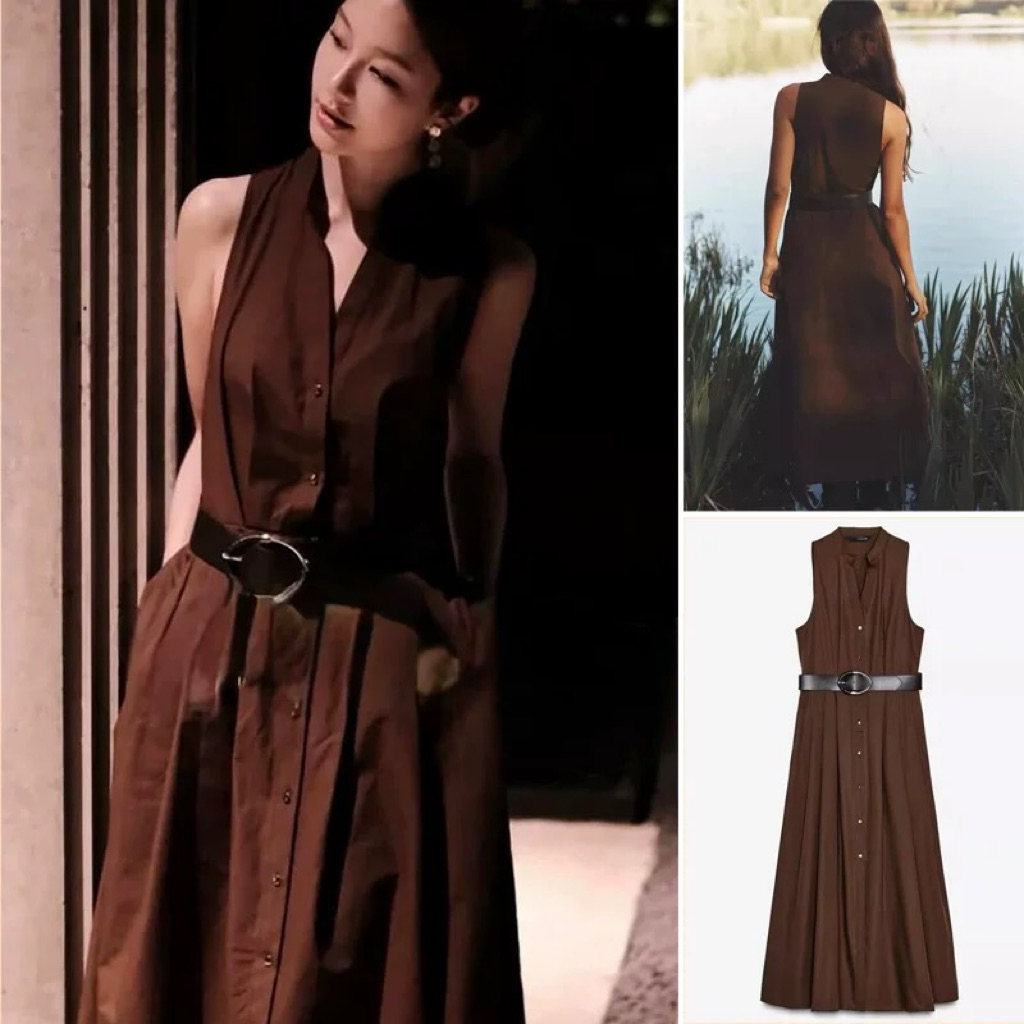 Đầm dáng dài chiết eo zara xuất