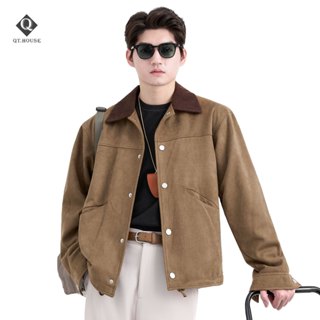 Áo Khoác Nam Qthouse Chất Liệu Vải Da Lộn Cổ Áo Cách Điệu 2 Lớp Menswear