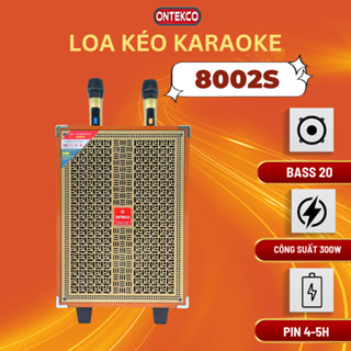 Loa kéo karaoke ONTEKCO 8002S kết nối bluetooth, tặng kèm 2 Mic hát siêu hay,Thời gian sử dụng tới 4-5 tiếng