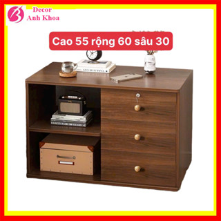 Tủ đa năng gỗ MDF phủ melamine, có khóa, màu gỗ sậm, hiện đại và sang trọng cho đầu giường