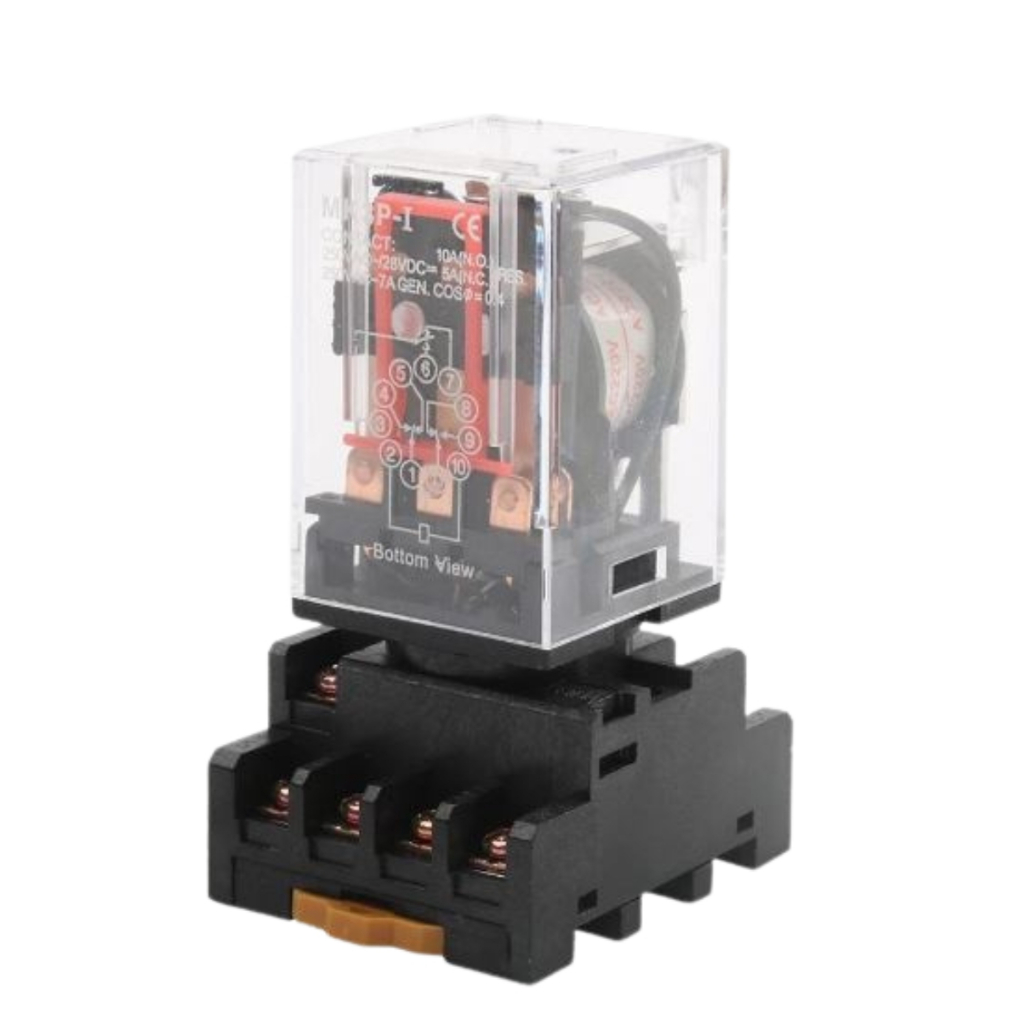 Rơ le trung gian MK3P-I relay kiếng 11 chân tròn điện áp 220VAC,24VDC,12V giá rẻ kèm chân đế PF113A