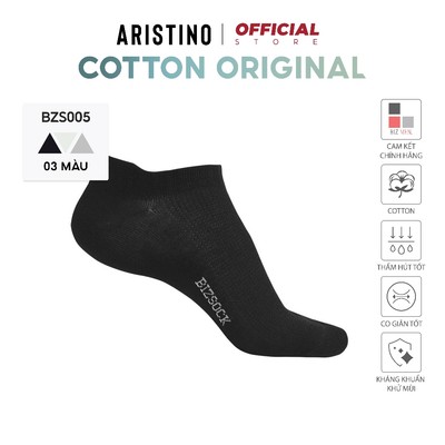 Tất nam cổ ngắn ARISTINO Bizsock dệt viền sọc gân, kháng khuẩn khử mùi chống hôi chân - BZS005