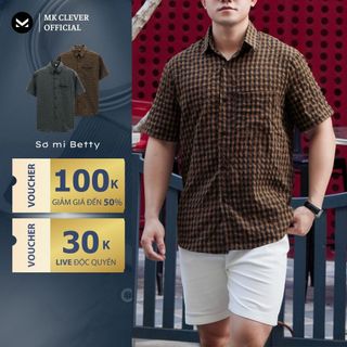  Áo Sơ Mi Nam kẻ cổ Đức Betty MKCLEVER Chất vải xốp mềm mịn thoáng mát thấm hút chống nhăn form rộng mặc hằng ngày 