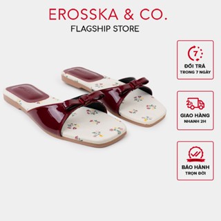 Erosska - Dép quai ngang đế bệt phối nơ kiểu dáng trẻ trung nổi bật màu đỏ - DE094