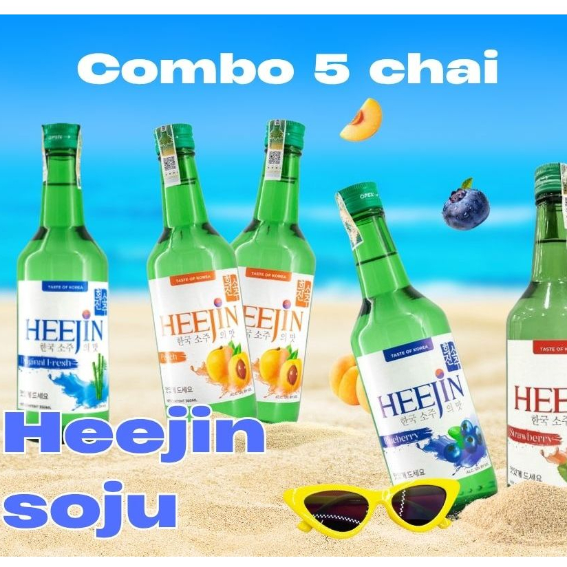 [NEW 2025 - COMBO 5 CHAI ] Heejin Soju vị trái cây chính hãng 360ml - Lên men tự nhiên