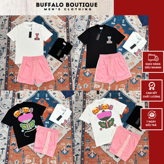 Bộ Quần Áo Nam Mùa Hè Đát In Logo Hồng Siêu Chất - Bộ Cộc Nam Đát In Chữ Hồng Siêu Đẹp