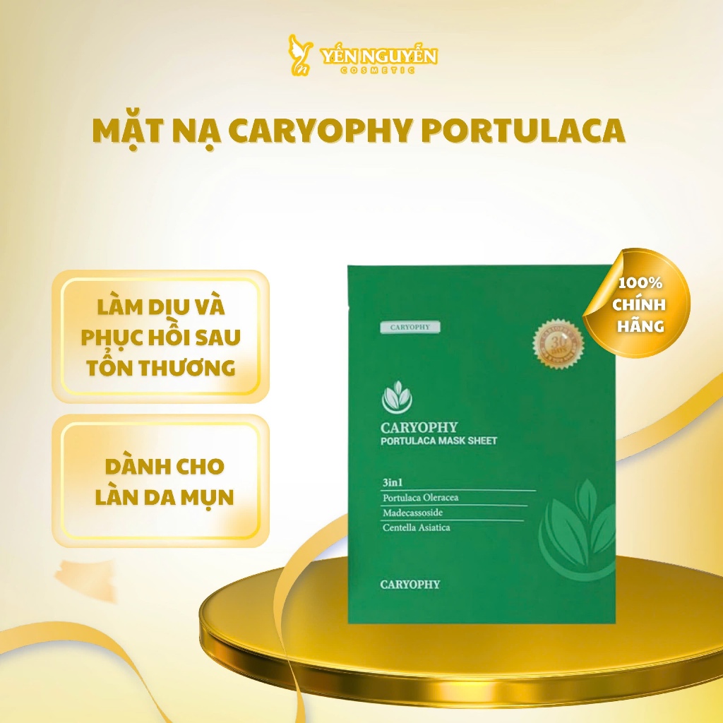 Mặt nạ Caryophy Portulaca Làm Dịu, Phục Hồi Dành Cho Da Dầu Mụn