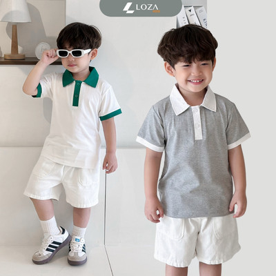 Áo polo cho bé chất thun cotton 4 chiều mát mẻ nhiều màu - Áo thun trẻ em cổ bẻ - Loza Kids PH403321