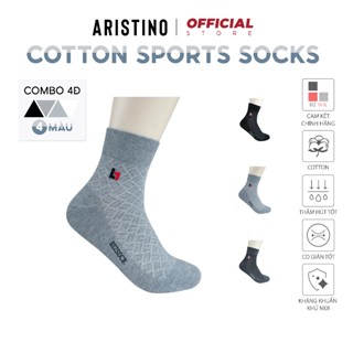 COMBO 4 Đôi tất, vớ nam ARISTINO Bizmen cổ trung chất cotton kháng khuẩn, chống hôi - BZS004