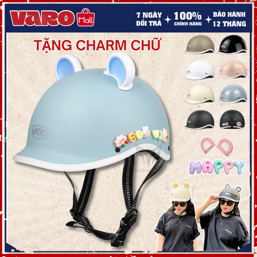 [NÓN BẢO HIỂM ĐẠT CHUẨN] Nón Bảo Hiểm Kiểu Dáng Cá Heo Chính Hãng VARO HELMET, Bảo Hành 12 Tháng
