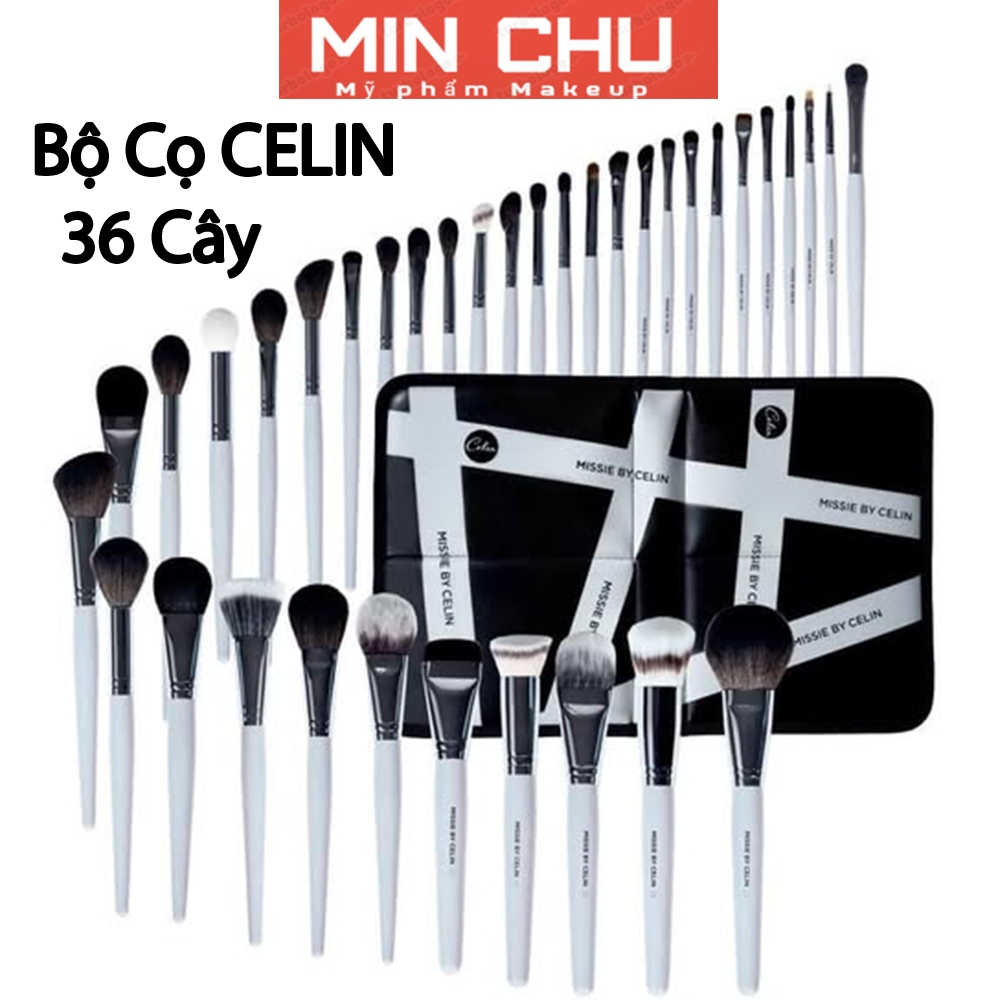 Bộ cọ Celin 36 Cây Missie By Celin cán ghi lông thú cao cấp chính hãng kèm túi vải & hộp