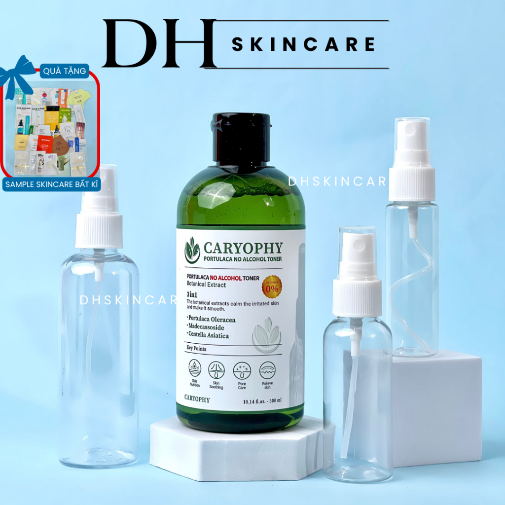 Nước Hoa Hồng Caryophy Portulaca Nước Cân Bằng Không Cồn Dịu Nhẹ Cho Da Toner 300ml Dhskincare