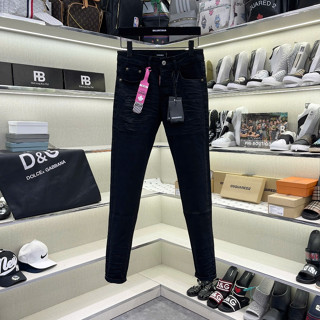 Quần Jean Đen Nhăn Đùi DSQ_2 Nam Phối Nhăn Bản Chuẩn, Quần Bò Nam Đen Ống Côn chuân Form