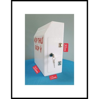 Hộp thư góp ý bằng mica(HTD-HT02) - 25x30x12cm màu trắng sữa