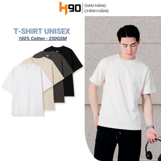 Áo Phông Trơn Nam UNISEX H90 T-Shirt 250GSM Dày Dặn Cổ Tròn, Cotton 100% Thoáng - Thấm Mồ Hôi TST02