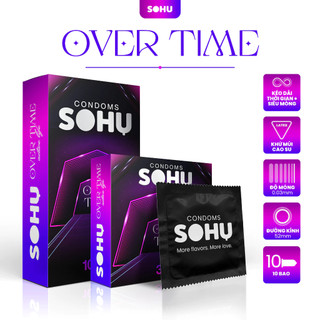  Bao Cao Su SOHU Over Time Siêu Mỏng Kéo Dài Thời Gian Nhiều Gel Bôi Trơn size 52mm 