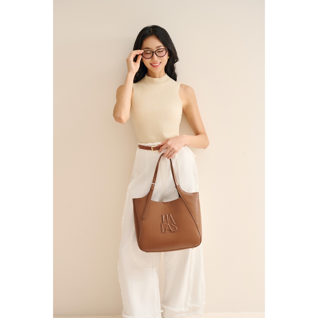 Túi Tote Camel Dập Nổi Cỡ Lớn Size 33 HAPAS | BigBuy360 - bigbuy360.vn