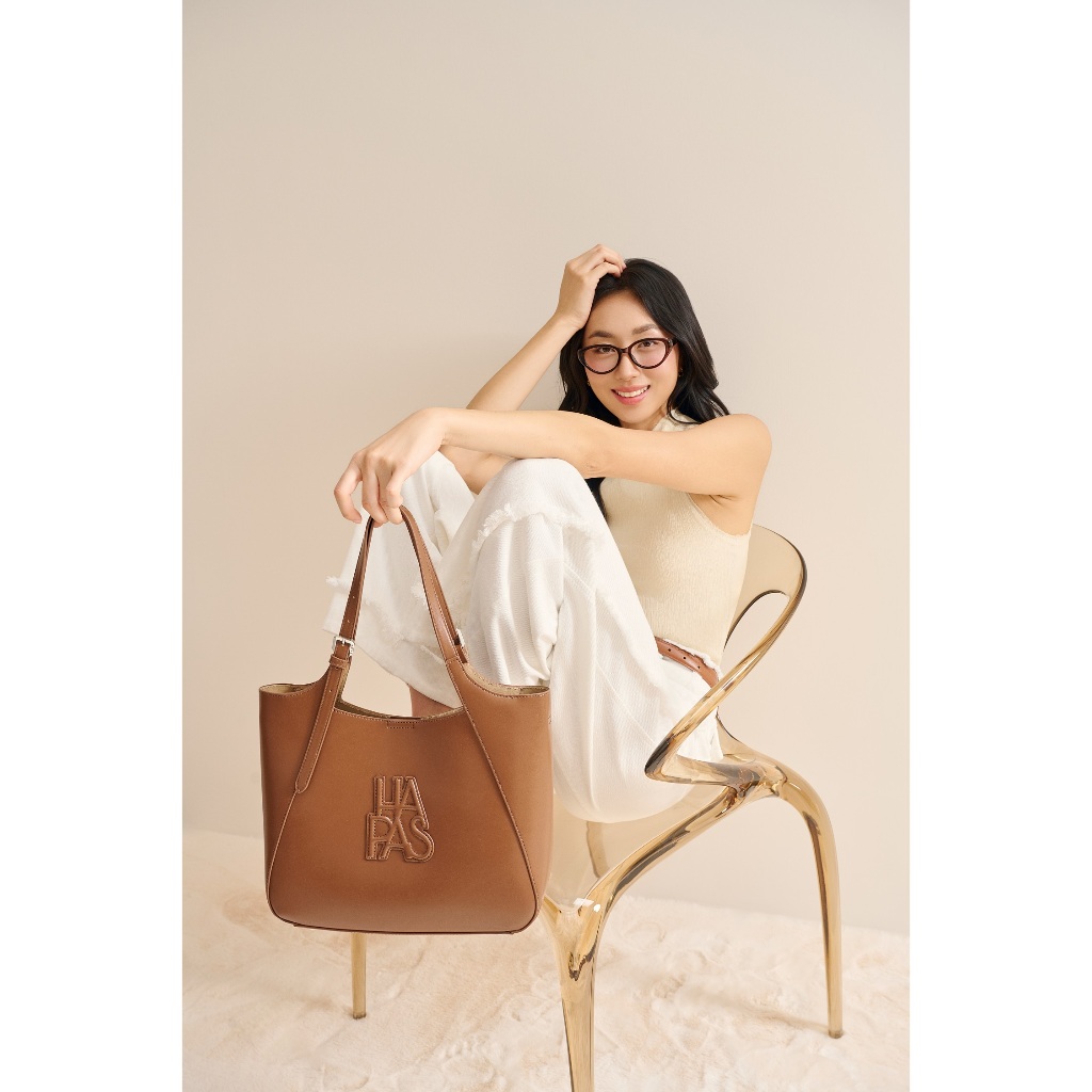 Túi Tote Camel Dập Nổi Cỡ Lớn Size 33 HAPAS | BigBuy360 - bigbuy360.vn