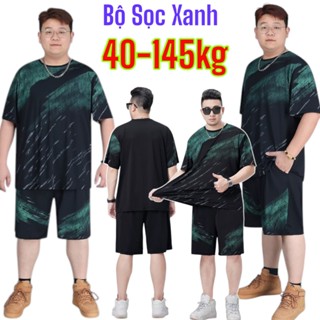   có Bigsize  Bộ đồ UNISEX Nam Nữ,chất Cotton cá xấu quần đùi áo cộc tay. Menswear hình in sọc Xanh 