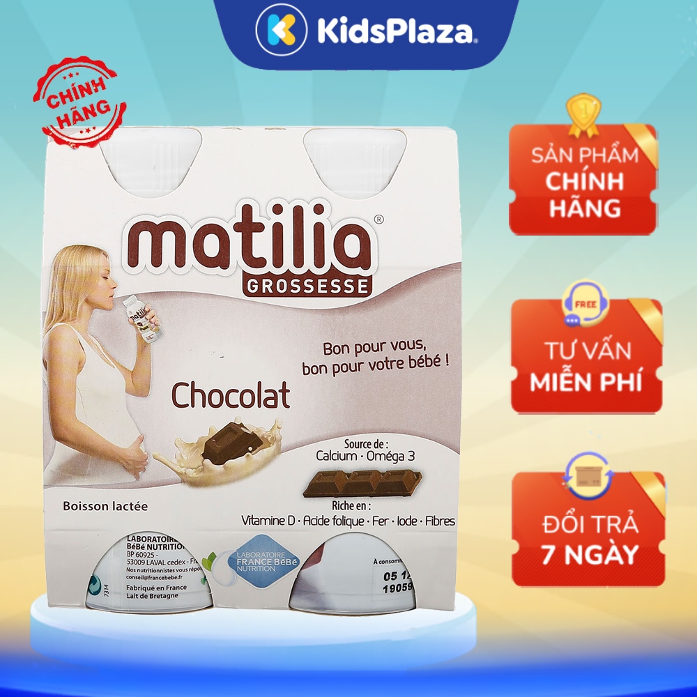 Sữa Bầu Matilia Vị Bích Quy/ Vani/ Dâu/ Socola chính hãng (Lốc 4 Hộp) - KidsPlaza