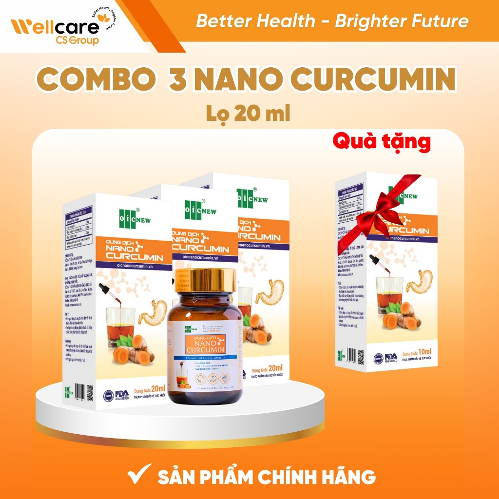 [TẶNG CURCUMIN Lọ 10ml] COMBO 3 Nano Curcumin OIC NEW Wellcare - Lọ 20ml WellCare