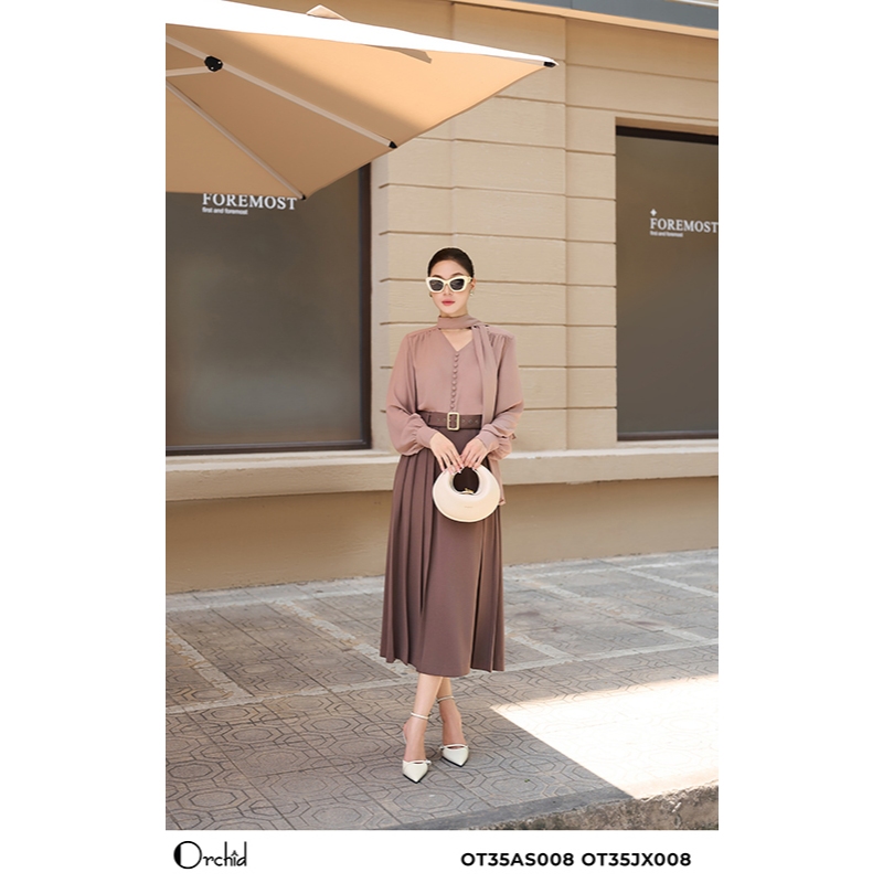 Chân váy juyp chéo hàn dáng dài công sở thanh lịch Orchid - OT35JX008
